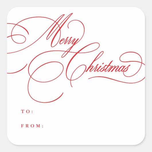 Holiday Script Merry Christmas Sticker Labels スクエアシール (正面)