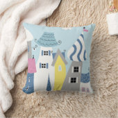 Holiday Seaside Town Buildings Colorful クッション (ブランケット)