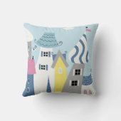 Holiday Seaside Town Buildings Colorful クッション (裏面)