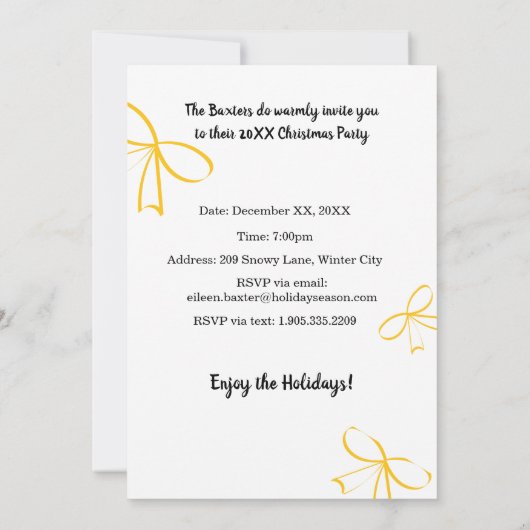 Holiday Season Artistic Candy Cane 招待状 (裏面)