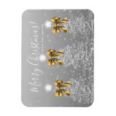 Holiday Silver Christmas Trees Greeting Gold  マグネット (縦)