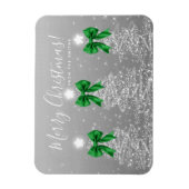 Holiday Silver Christmas Trees Greeting Green  マグネット (縦)