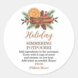 Holiday Simmering Potpourri Personalized ラウンドシール