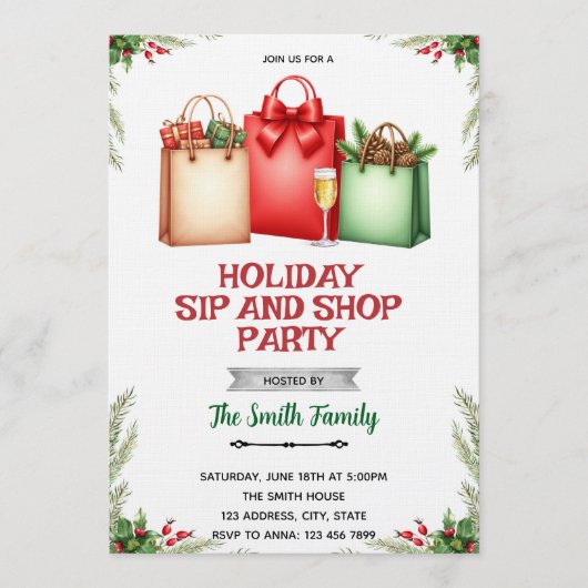Holiday Sip and Shop Invitation 招待状 (正面)