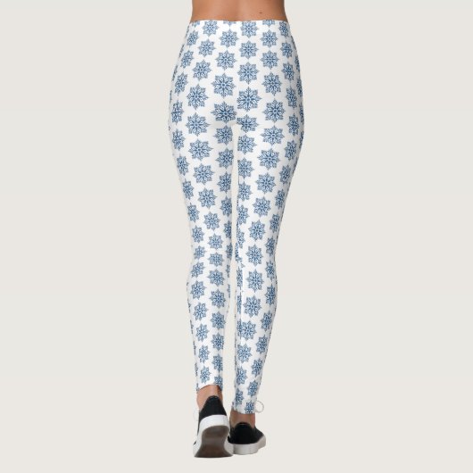 Holiday Snowflake Plaid Pattern Blue Leggings レギンス (裏面)