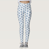 Holiday Snowflake Plaid Pattern Blue Leggings レギンス (正面)