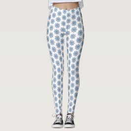 Holiday Snowflake Plaid Pattern Blue Leggings レギンス