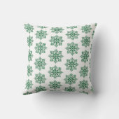 Holiday Snowflake Plaid Pattern Green クッション (裏面)
