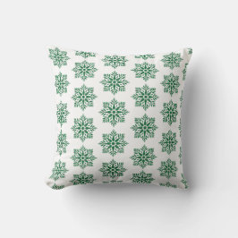 Holiday Snowflake Plaid Pattern Green クッション