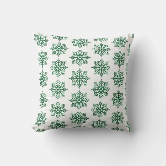 Holiday Snowflake Plaid Pattern Green クッション (正面)