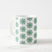 Holiday Snowflake Plaid Pattern Green コーヒーマグカップ (正面左)