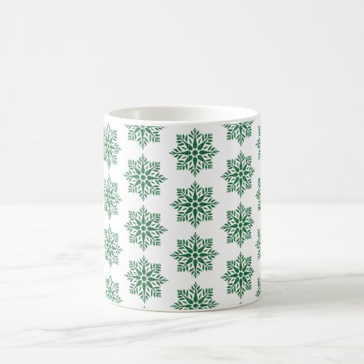 Holiday Snowflake Plaid Pattern Green コーヒーマグカップ (中央)