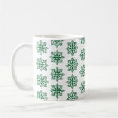 Holiday Snowflake Plaid Pattern Green コーヒーマグカップ (左)