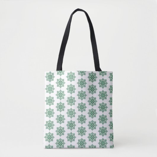 Holiday Snowflake Plaid Pattern Green トートバッグ (正面)