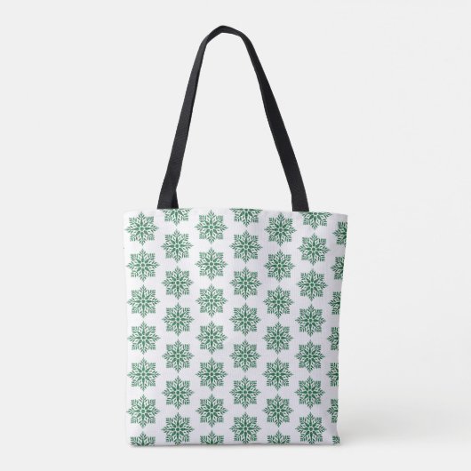 Holiday Snowflake Plaid Pattern Green トートバッグ (裏面)