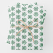 Holiday Snowflake Plaid Pattern Green ラッピングペーパーシート (インサイチュ)