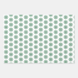 Holiday Snowflake Plaid Pattern Green ラッピングペーパーシート