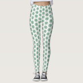 Holiday Snowflake Plaid Pattern Green Leggings レギンス (正面)