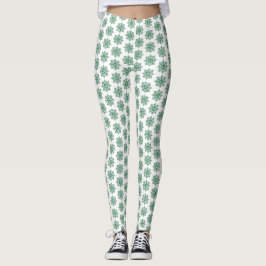 Holiday Snowflake Plaid Pattern Green Leggings レギンス