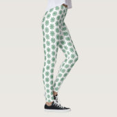 Holiday Snowflake Plaid Pattern Green Leggings レギンス (右)