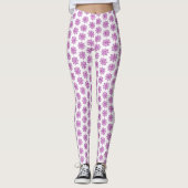 Holiday Snowflake Plaid Pattern Pink Leggings レギンス (正面)