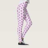Holiday Snowflake Plaid Pattern Pink Leggings レギンス (右)