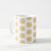 Holiday Snowflake Plaid Pattern Yellow コーヒーマグカップ (正面左)