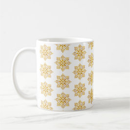 Holiday Snowflake Plaid Pattern Yellow コーヒーマグカップ
