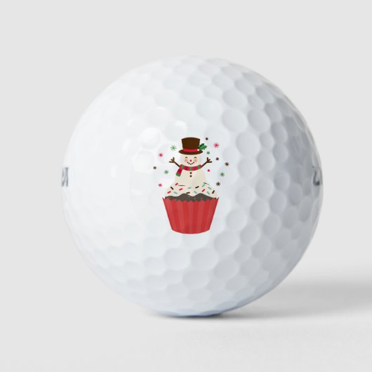 Holiday Snowman Cupcake ゴルフボール (正面)