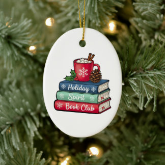 Holiday Spirit Book Club Ornament | Book Lovers セラミックオーナメント