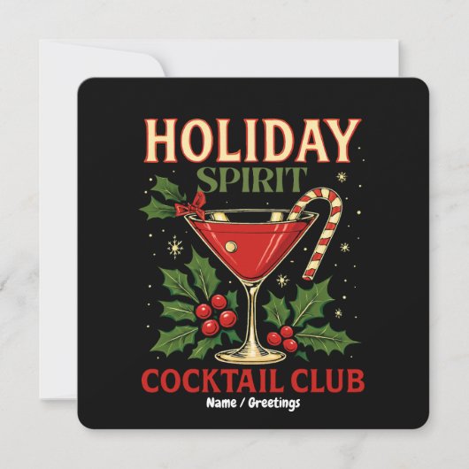 Holiday Spirit Cocktail Club Cheers Christmas  招待状 (正面)