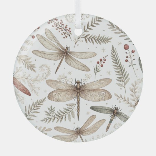 Holiday Spirit Dragonflies ガラスオーナメント (正面)