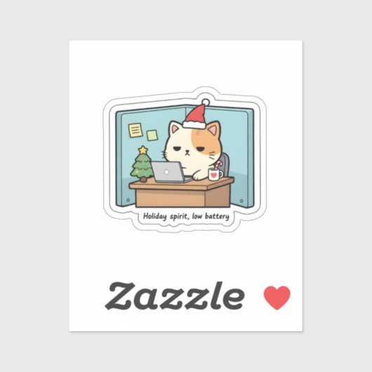 Holiday Spirit, Low Battery Cat Sticker  シール (シート)