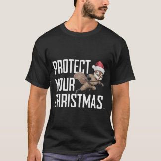 Holiday Squirrel Ninja with Santa Hat Tシャツ
