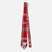 Holiday Staffordshire Terrier Red Plaid Christmas ネクタイ (正面)