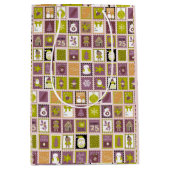 Holiday Stamps Christmas Wrapping Paper ミディアムペーパーバッグ (正面)
