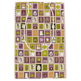 Holiday Stamps Christmas Wrapping Paper ミディアムペーパーバッグ