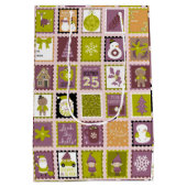 Holiday Stamps Christmas Wrapping Paper ミディアムペーパーバッグ (裏面)