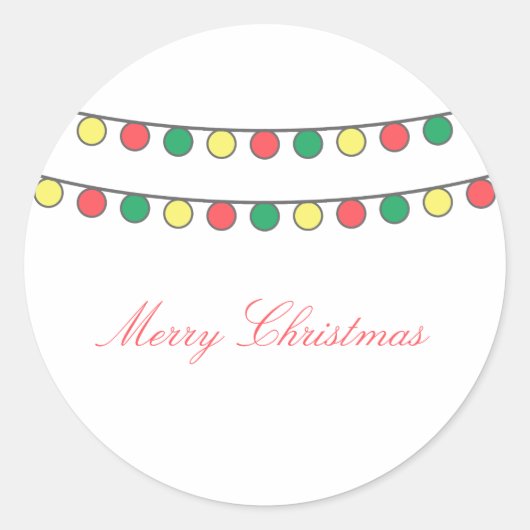 Holiday String of Lightsスタンプ ラウンドシール (正面)