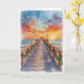 Holiday Sunset by the Sea – Tropical Greeting Card カード (黄色い花)