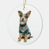 Holiday Sweater Cattle Dog セラミックオーナメント (左)