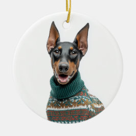 Holiday Sweater Doberman セラミックオーナメント