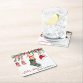 Holiday Teddy Bear Design スクエアペーパーコースター (インサイチュ)