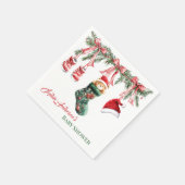 Holiday Teddy Bear Design スタンダードカクテルナプキン (角)