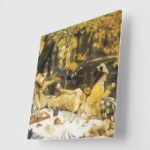 Holiday, the Picnic by James Tissot, ビクトリアン Art スクエア壁時計 (傾斜)