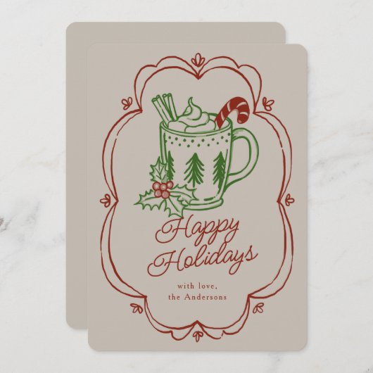 Holiday Themed Mug In Warm Colors シーズンカード (正面/裏面)