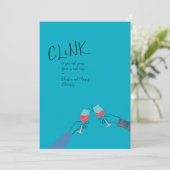 Holiday Toast カード – 「Clink」ワイングラスの乾杯 (スタンド正面)