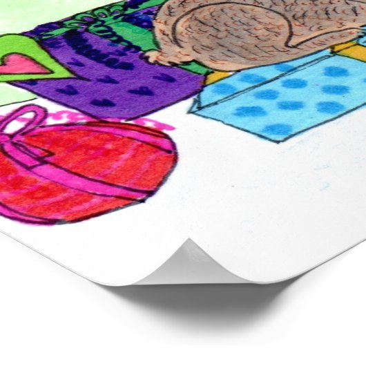 Holiday Tree of Life Folk Art ポスター (角)