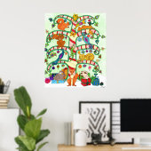 Holiday Tree of Life Folk Art ポスター (ホームオフィス)