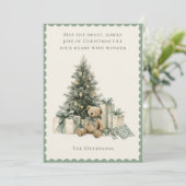 Holiday Tree Presents Teddy Bear Rustic Christmas シーズンカード (スタンド正面)